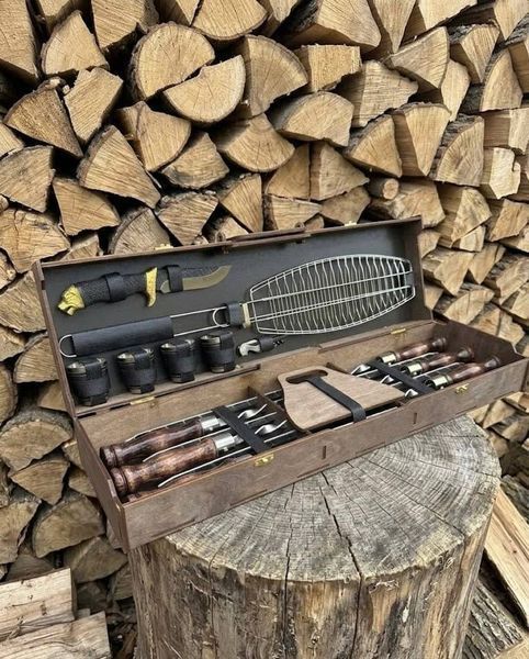 Набір шампурів у кейсі з фанери "SET-14" 222 фото